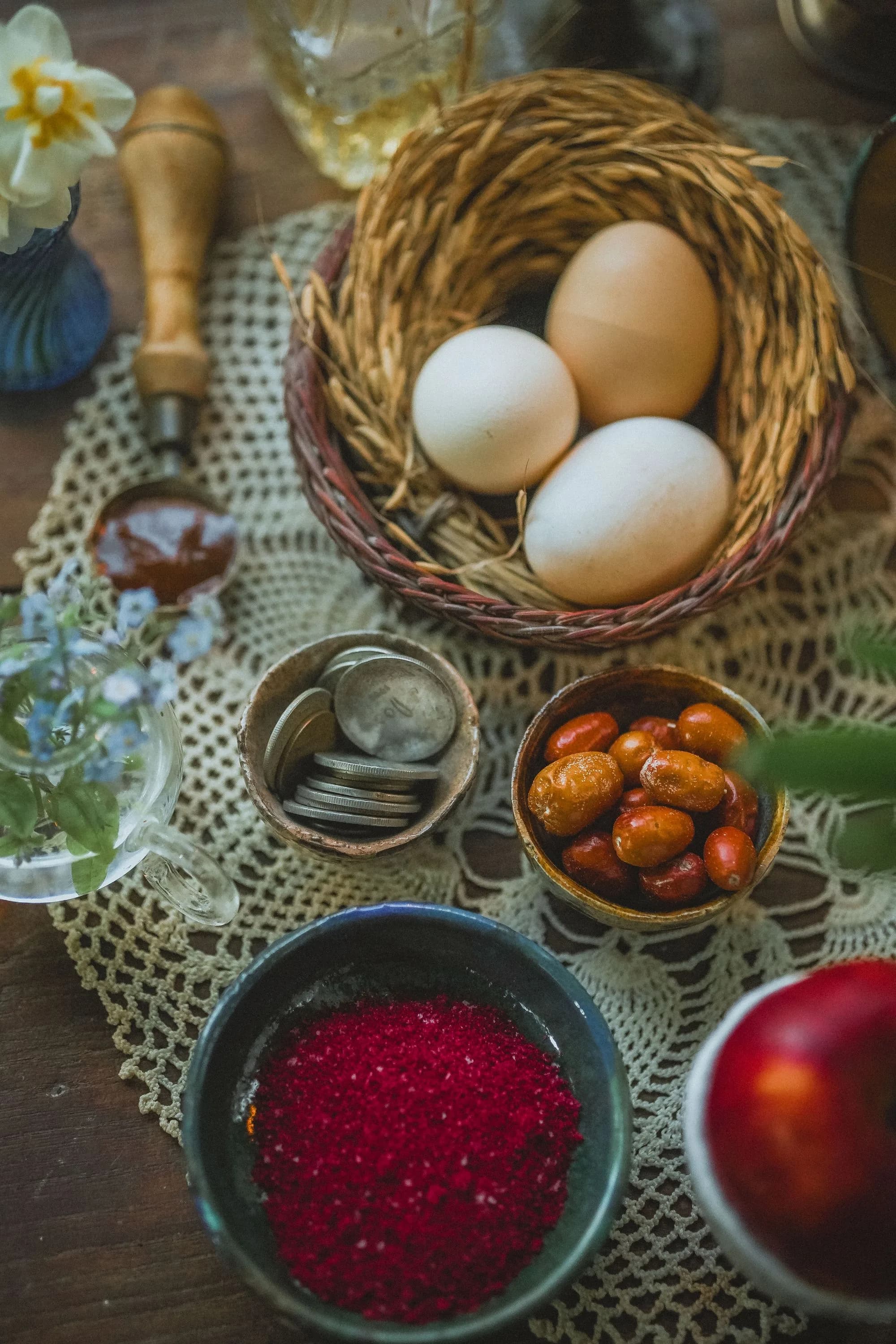 Detailed Haft-Sin table arranged for a Persian New Year celebration.