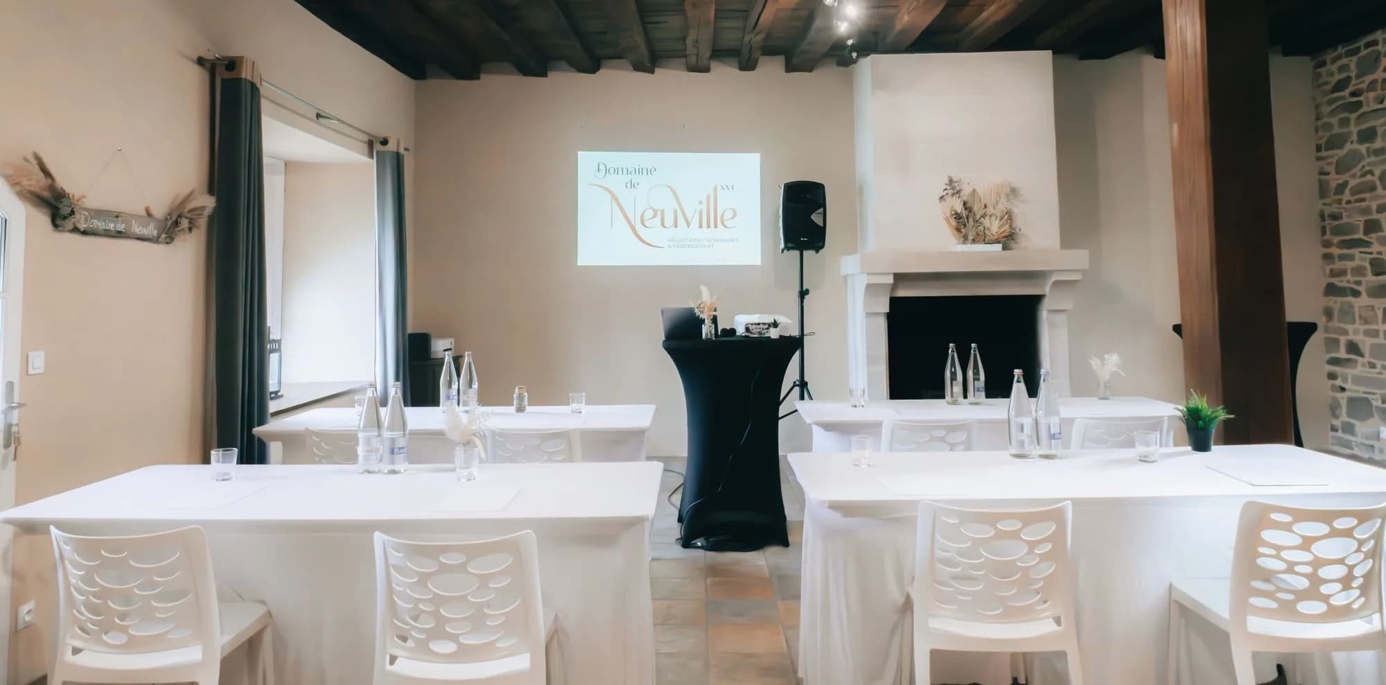 Elegant contemporary conference venue prepared for executive delegates.